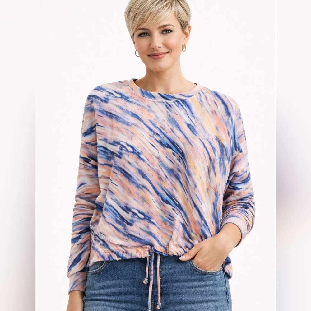 Tahari Sweatshirt Tie Long Sleeve XS